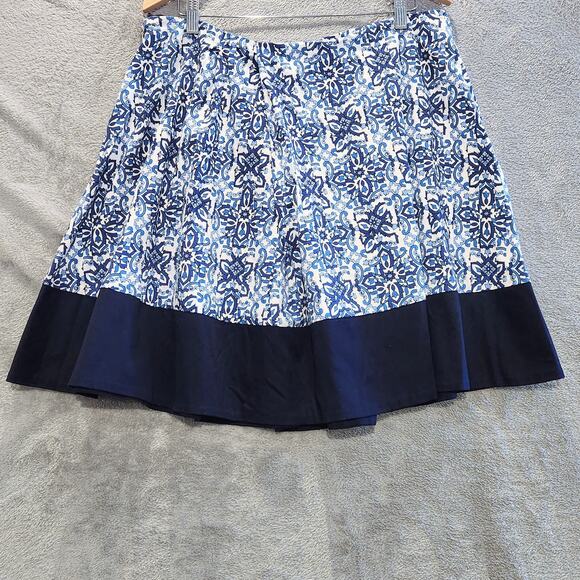 Milly Design Nation Blue White Capri Asymmetrical Tile Midi Skirt Size XL Beach - Picture 3 of 9